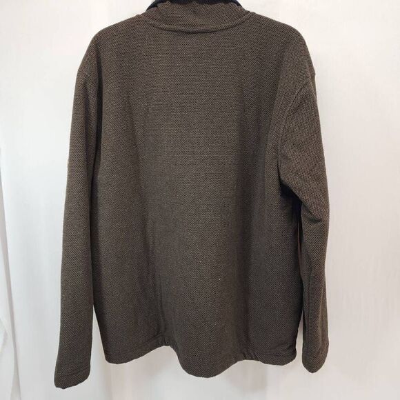 Orvis Men's Size XL Sherpa Lined Quarter 1/4 Zip Pullover Sweater Brown - Picture 2 of 6